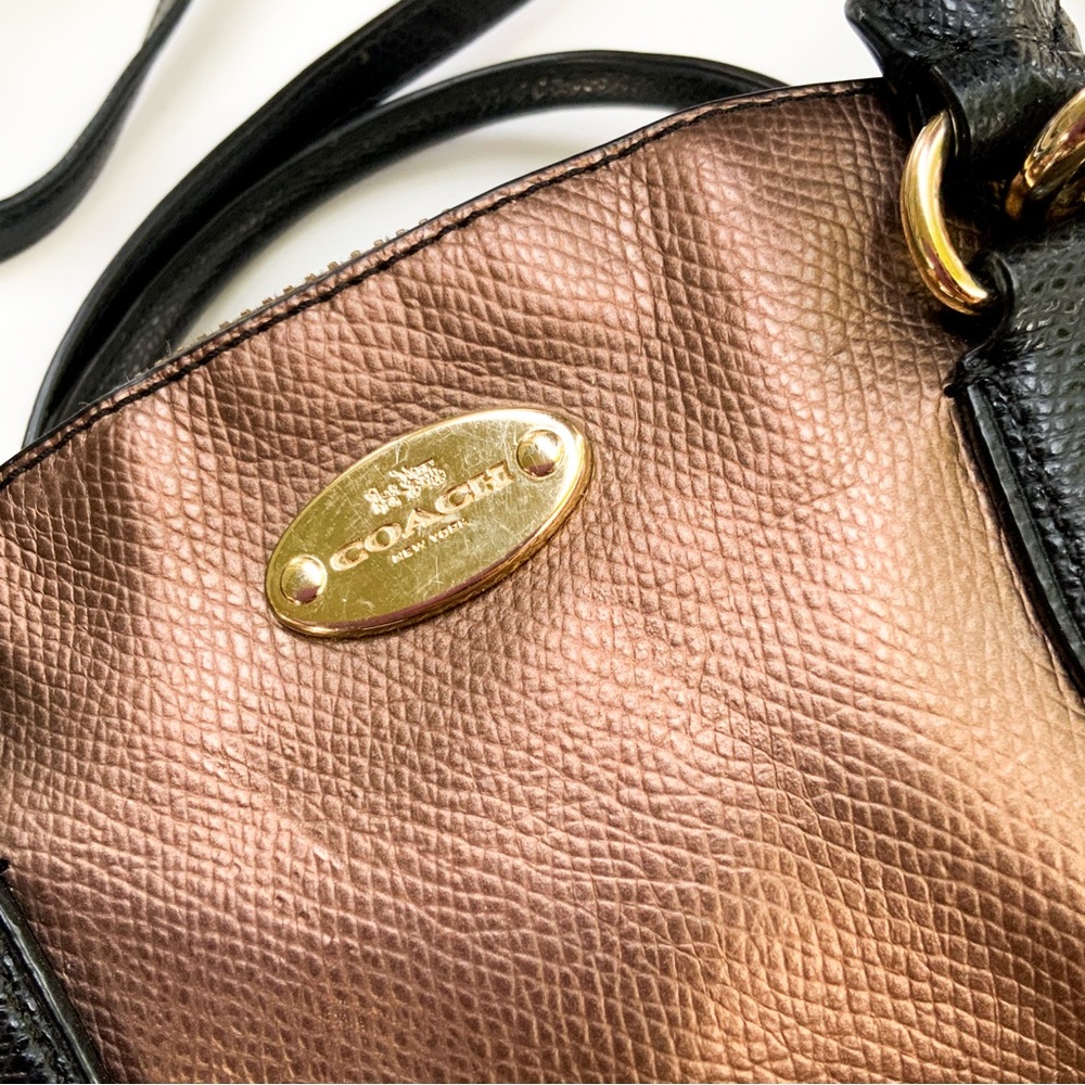 Coach Dome Satchel Brown Black Metallic Crossbody Bag F36054 - Picture 5 of 9